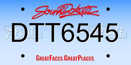 DTT6545 South Dakota License Plate