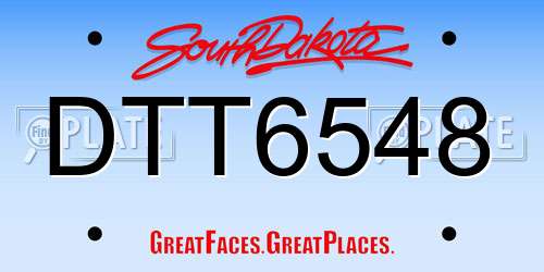 DTT6548 South Dakota License Plate