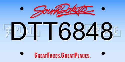 DTT6848 South Dakota License Plate