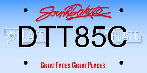DTT85C South Dakota License Plate