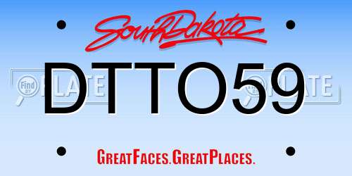 DTTO59 South Dakota License Plate