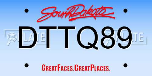 DTTQ89 South Dakota License Plate