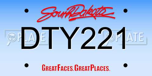 DTY221 South Dakota License Plate