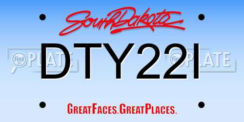 DTY22I South Dakota License Plate