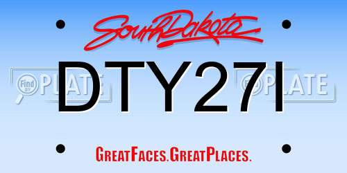 DTY27I South Dakota License Plate