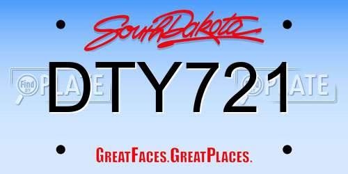 DTY721 South Dakota License Plate
