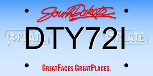 DTY72I South Dakota License Plate