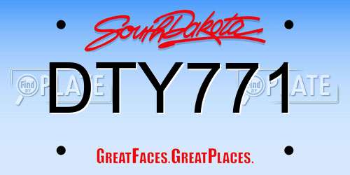 DTY771 South Dakota License Plate
