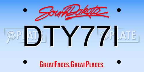 DTY77I South Dakota License Plate
