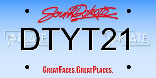 DTYT21 South Dakota License Plate