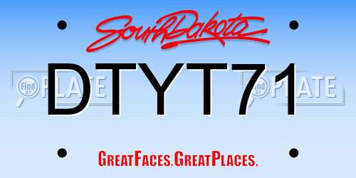 DTYT71 South Dakota License Plate