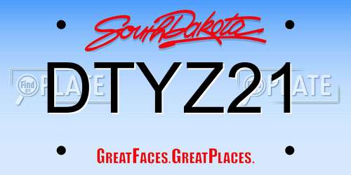 DTYZ21 South Dakota License Plate
