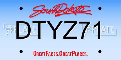 DTYZ71 South Dakota License Plate