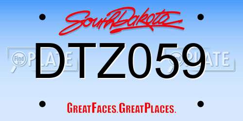 DTZ059 South Dakota License Plate