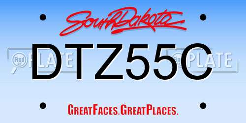 DTZ55C South Dakota License Plate