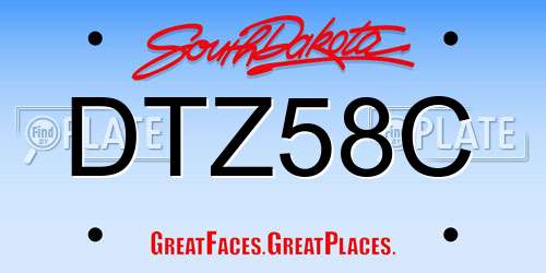 DTZ58C South Dakota License Plate
