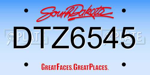 DTZ6545 South Dakota License Plate