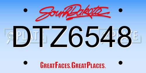 DTZ6548 South Dakota License Plate