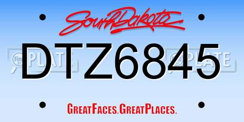 DTZ6845 South Dakota License Plate