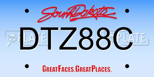 DTZ88C South Dakota License Plate