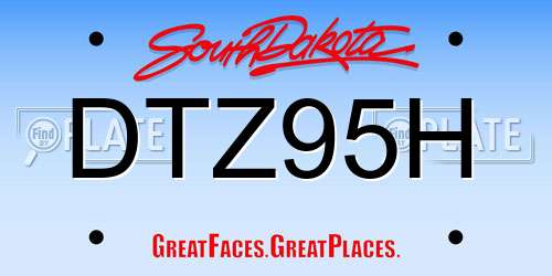 DTZ95H South Dakota License Plate
