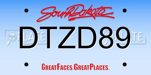 DTZD89 South Dakota License Plate