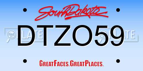 DTZO59 South Dakota License Plate