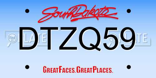 DTZQ59 South Dakota License Plate