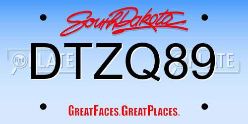 DTZQ89 South Dakota License Plate