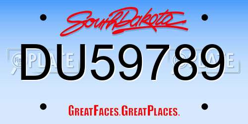 DU59789 South Dakota License Plate