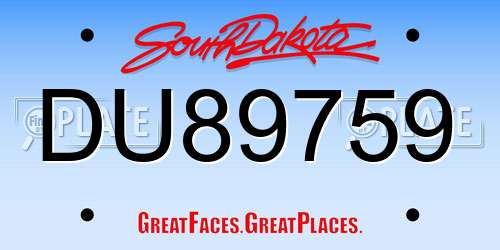 DU89759 South Dakota License Plate