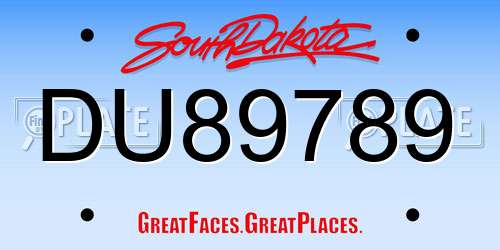 DU89789 South Dakota License Plate