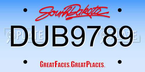 DUB9789 South Dakota License Plate