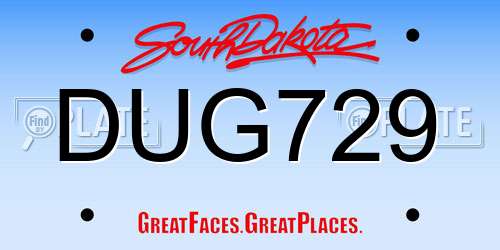 DUG729 South Dakota License Plate