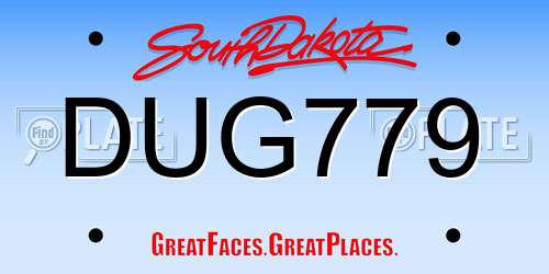 DUG779 South Dakota License Plate