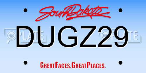 DUGZ29 South Dakota License Plate