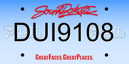 DUI9108 South Dakota License Plate