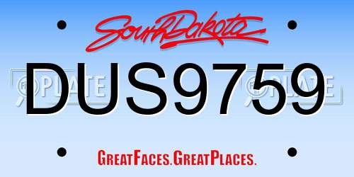 DUS9759 South Dakota License Plate
