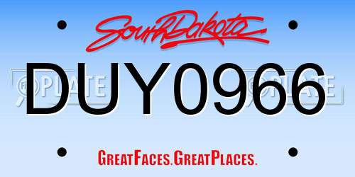 DUY0966 South Dakota License Plate