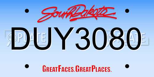 DUY3080 South Dakota License Plate