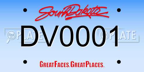 DV0001 South Dakota License Plate
