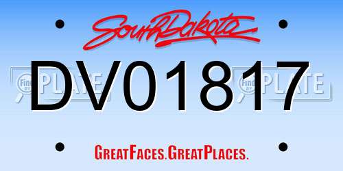 DV01817 South Dakota License Plate