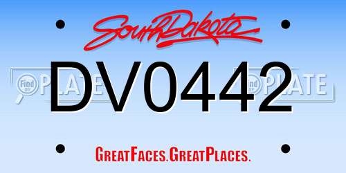 DV0442 South Dakota License Plate
