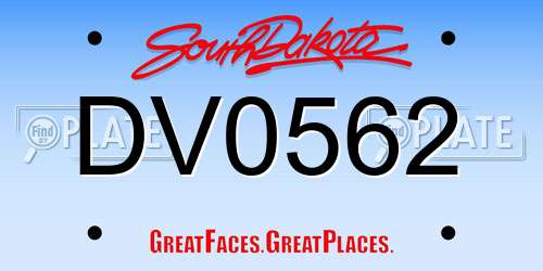 DV0562 South Dakota License Plate