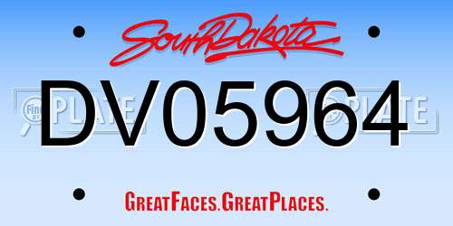 DV05964 South Dakota License Plate