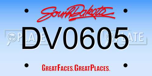 DV0605 South Dakota License Plate