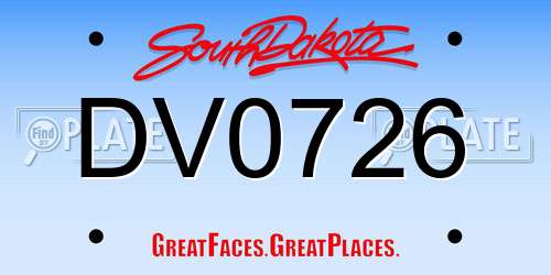 DV0726 South Dakota License Plate