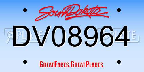 DV08964 South Dakota License Plate