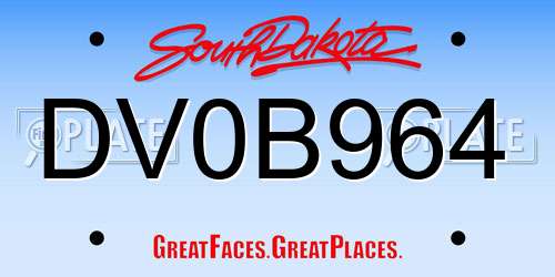 DV0B964 South Dakota License Plate