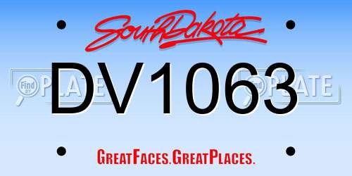 DV1063 South Dakota License Plate